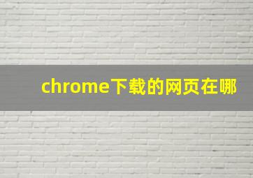 chrome下载的网页在哪