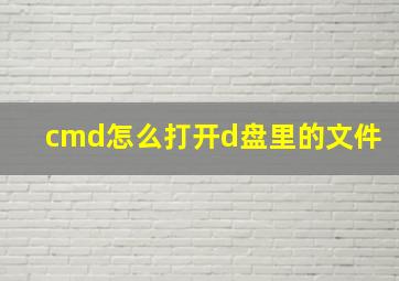 cmd怎么打开d盘里的文件