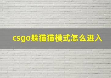 csgo躲猫猫模式怎么进入