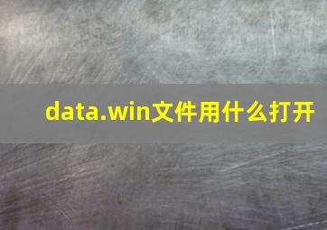 data.win文件用什么打开