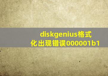 diskgenius格式化出现错误000001b1