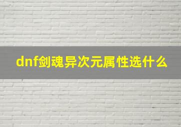 dnf剑魂异次元属性选什么