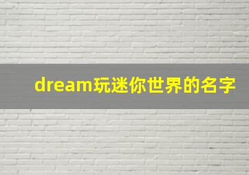 dream玩迷你世界的名字