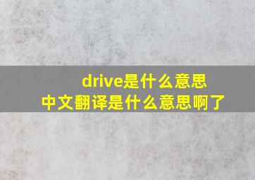 drive是什么意思中文翻译是什么意思啊了