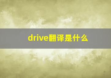 drive翻译是什么