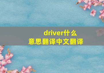 driver什么意思翻译中文翻译