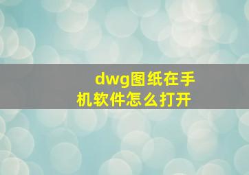 dwg图纸在手机软件怎么打开