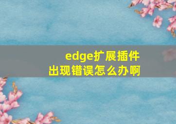 edge扩展插件出现错误怎么办啊