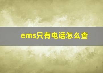 ems只有电话怎么查