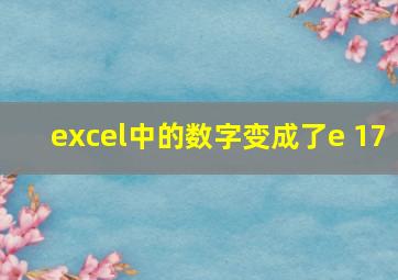 excel中的数字变成了e+17