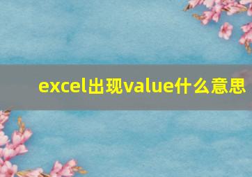 excel出现value什么意思