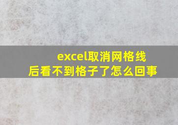 excel取消网格线后看不到格子了怎么回事