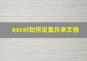 excel如何设置共享文档