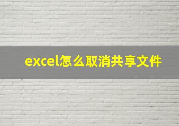 excel怎么取消共享文件