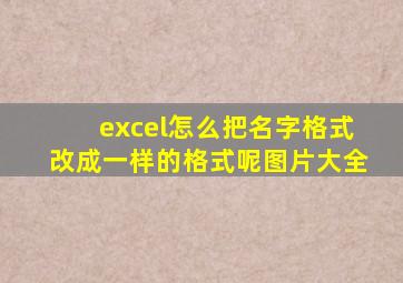 excel怎么把名字格式改成一样的格式呢图片大全