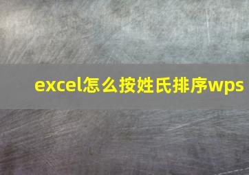 excel怎么按姓氏排序wps