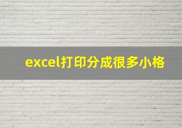 excel打印分成很多小格