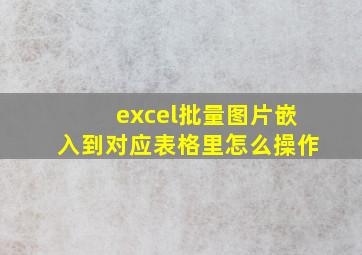 excel批量图片嵌入到对应表格里怎么操作