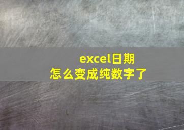 excel日期怎么变成纯数字了