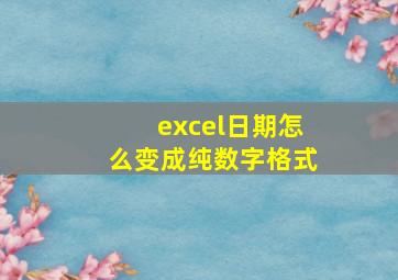 excel日期怎么变成纯数字格式