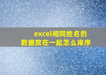 excel相同姓名的数据放在一起怎么排序