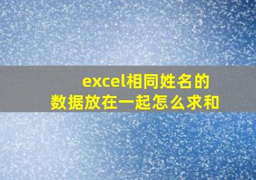 excel相同姓名的数据放在一起怎么求和