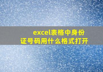 excel表格中身份证号码用什么格式打开