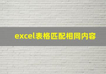 excel表格匹配相同内容