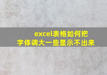 excel表格如何把字体调大一些显示不出来