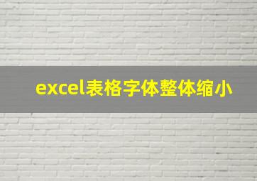 excel表格字体整体缩小