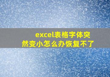 excel表格字体突然变小怎么办恢复不了