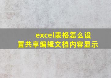 excel表格怎么设置共享编辑文档内容显示