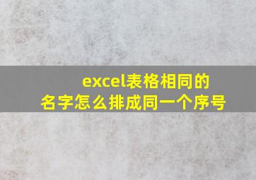 excel表格相同的名字怎么排成同一个序号