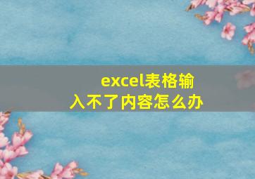 excel表格输入不了内容怎么办