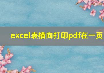 excel表横向打印pdf在一页