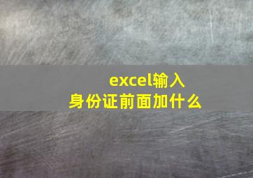 excel输入身份证前面加什么