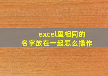 excel里相同的名字放在一起怎么操作