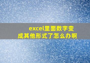 excel里面数字变成其他形式了怎么办啊