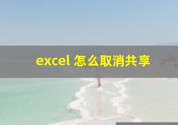 excel 怎么取消共享