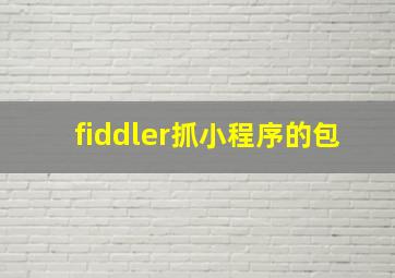 fiddler抓小程序的包