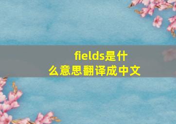 fields是什么意思翻译成中文