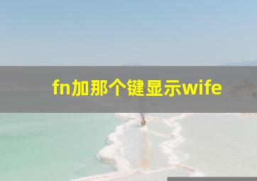 fn加那个键显示wife