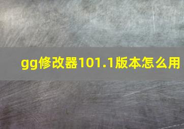 gg修改器101.1版本怎么用