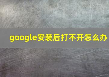 google安装后打不开怎么办