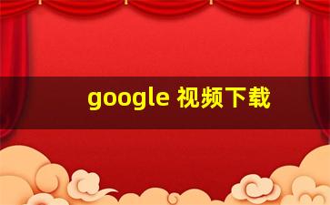 google 视频下载