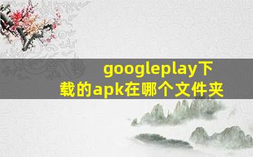 googleplay下载的apk在哪个文件夹