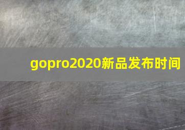 gopro2020新品发布时间