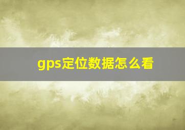 gps定位数据怎么看