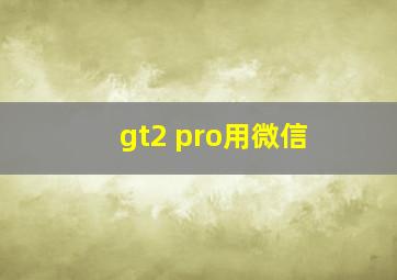 gt2 pro用微信