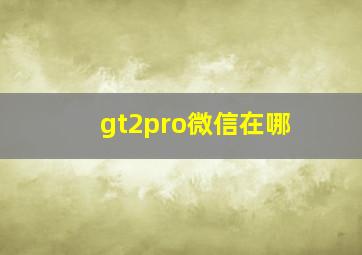 gt2pro微信在哪